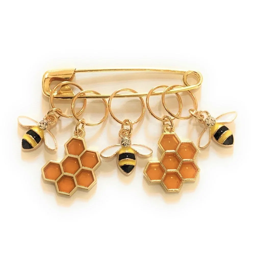Bee Stitch Markers Knitting Metal Gold Rings Gifts for Knitters Accessories - Picture 1 of 4